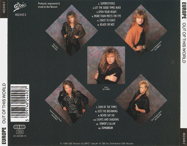 Europe  Out Of This World : Back